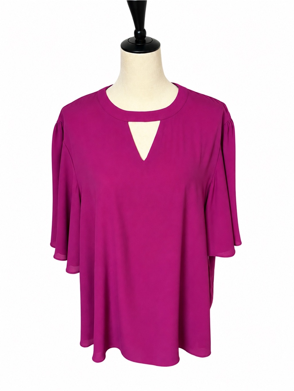 Magenta Keyhole Flutter-Sleeve Blouse 22W Stylist Summer EST 1946
